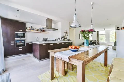 Beautiful kitchen design Stock Photos