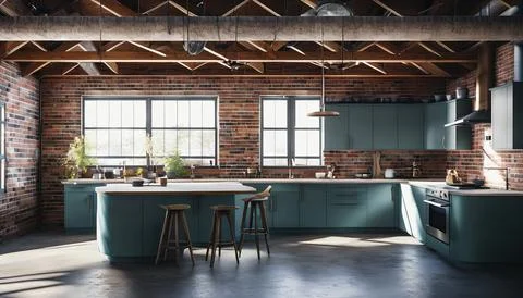 Beautiful kitchen interio Illustrazione stock