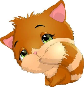 Beautiful kitten on a white background Stock Illustration