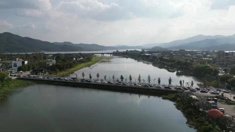 Beautiful korean river Stock Footage 260218766