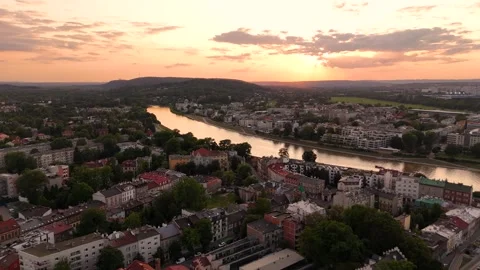 Beautiful Krakow at sunset Stock Footage 296377999