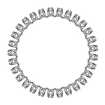 Beautiful lace round frame Stock Illustration