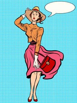 Beautiful lady in the wind Stock Illustration