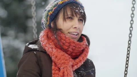 Beautiful lady in winter scene Stock Footage 47161707