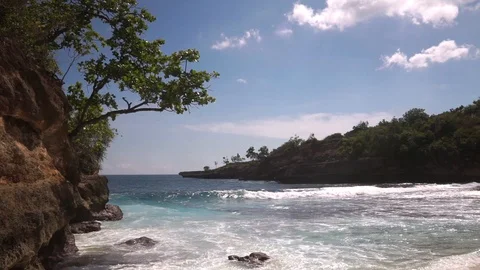 Beautiful lagoon surrounded by rocks and bushes Stock Footage 108793032