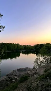 Beautiful lake in the evening. Stock Photos