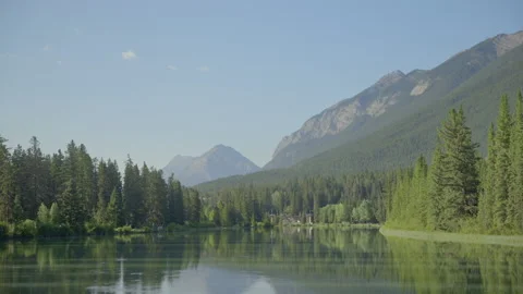 Beautiful lake with mountains in the background Stock Footage 211878738