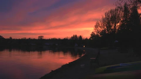 Beautiful Lake Side Sunset. Stock Footage 63348202