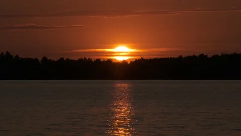 A beautiful lake sunset Stock Footage 136180280