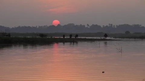 Beautiful lake sunset, Myanmar Stock Footage 102631982