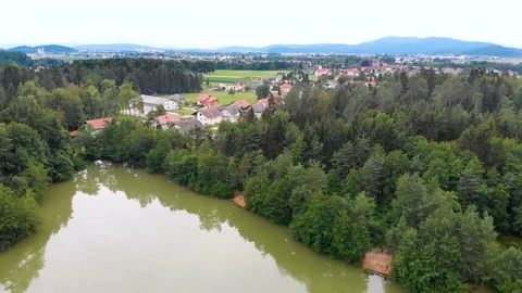 Beautiful lake a trees around Stock Footage 112181549