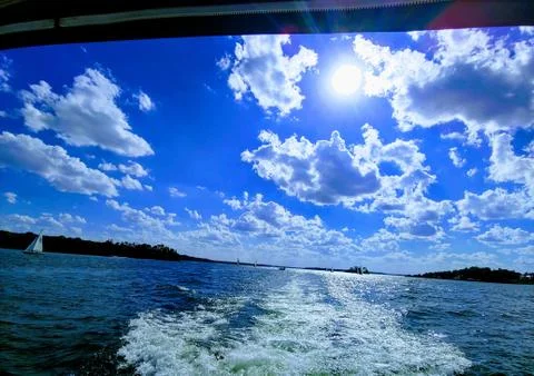Beautiful lake view from boat Stock Photos
