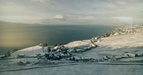 Beautiful lake view in motion during the winter Video stock 87574759