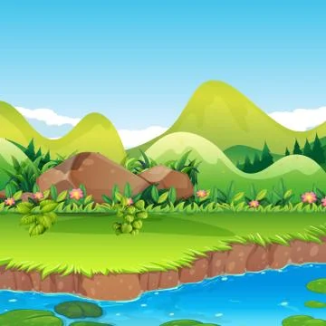 Beautiful Lake view mountain vector illustration Design Stock Illustration