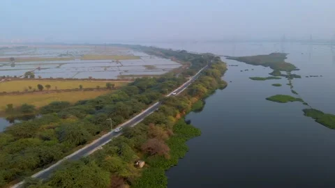 Beautiful Lake view Roads Stock Footage 164683315