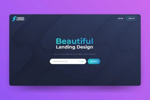 Beautiful Landing Page Vector Template Design Stock Illustration
