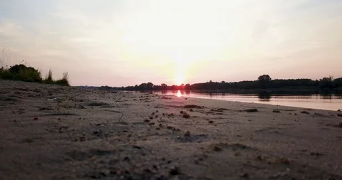 Beautiful landscape after sunset over the river in 4K Stock Footage 98150681