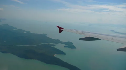 Beautiful landscape from the airplane window Stock Footage 157776232