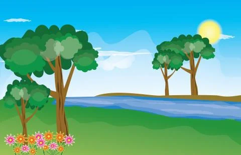 Beautiful landscape background Vector Stock Illustration