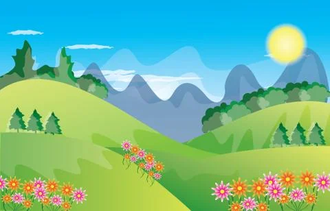 Beautiful landscape background Vector Stock Illustration