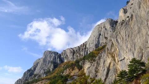 Beautiful landscape of blue sky with clouds in mountainous area Stock Footage 142501374