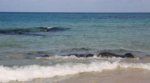 Beautiful landscape of colorful beach with ocean waves Stock Footage 59158706