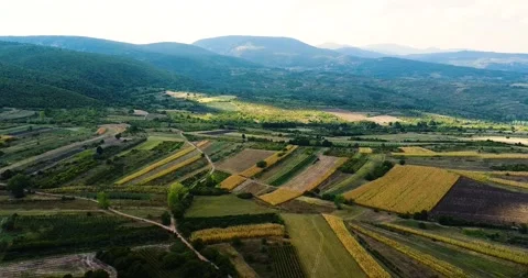 Beautiful landscape with fields and mountains in the background Stock Footage 248257438