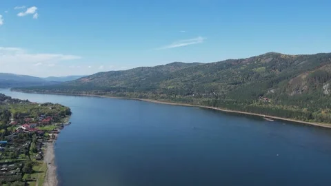 Beautiful landscape flight over the river bank with rocks Stockbeeldmateriaal 219610639