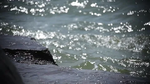 Beautiful landscape on how the waves break on a stone cape, rock Stock-Footage 129762234