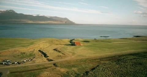 Beautiful landscape in the Iceland. Scenic view of the shore of the sea and Stock Footage