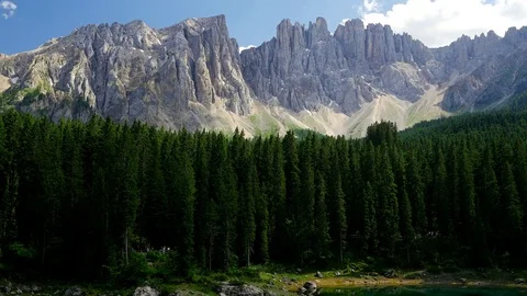Beautiful landscape with Italian Dolomites at sunny summer day Stock Footage
