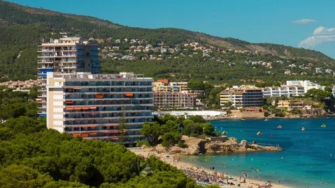 Beautiful landscape of Mallorca island. Palma Nova city Stock Footage