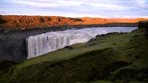 Beautiful landscape with most powerful waterfall in Europe Dettifoss in Vat.. Stock Footage 339073885