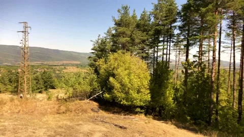 Beautiful Landscape Mountain Green Tree Forest. Blue Sky. Sunny Nature. Stock Footage 149693531