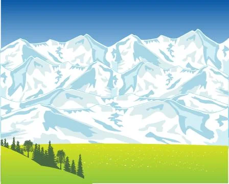 Beautiful landscape with mountain Stock Illustration
