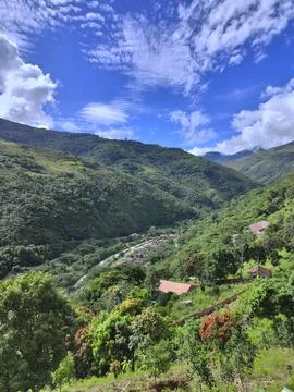 Beautiful landscape of mountainous environment with agronomic crops Stock Photos