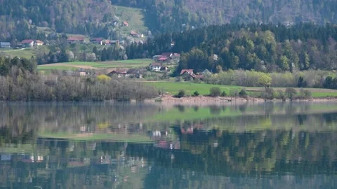 Beautiful landscape reflected on calm water Stock Footage 189458635