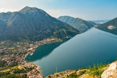 Beautiful landscape with Risan town Stock Photos