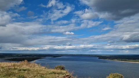 Beautiful landscape. The river and the clouds Video stock 264482715