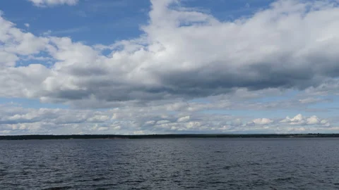 Beautiful landscape. The river and the clouds Stock Footage 265747593