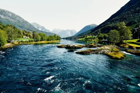 Beautiful landscape with river Stock Photos
