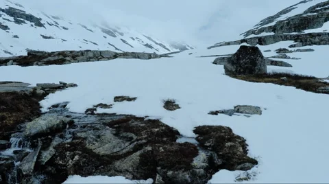 Beautiful Landscape of River Surrounded by Large Steep Mountains and Cliffs. Video stock 65853140