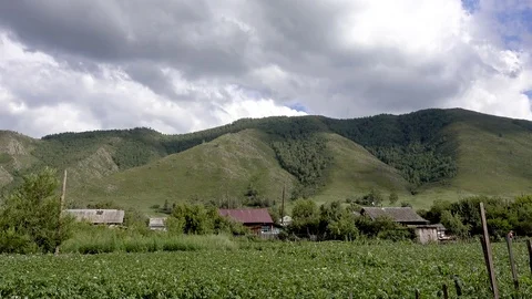 Beautiful landscape with sky, cloud and mountains. Stock Footage