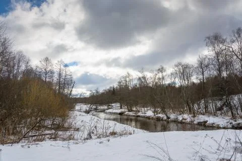 Beautiful landscape with a small river. Stock Photos