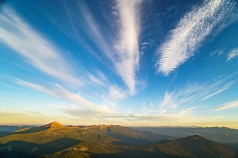 Beautiful landscape at sunset of Mount Hoverla is the highest mountain of the Stock Photos
