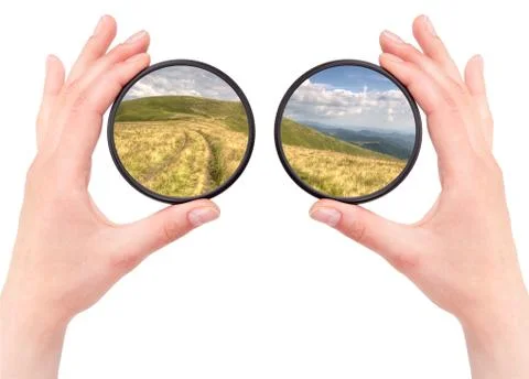 Beautiful landscape throw camera filter isolated Stock Photos