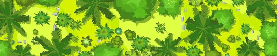 Beautiful landscape with trees. Springtime. View from above. Illustration in  Stock Illustration