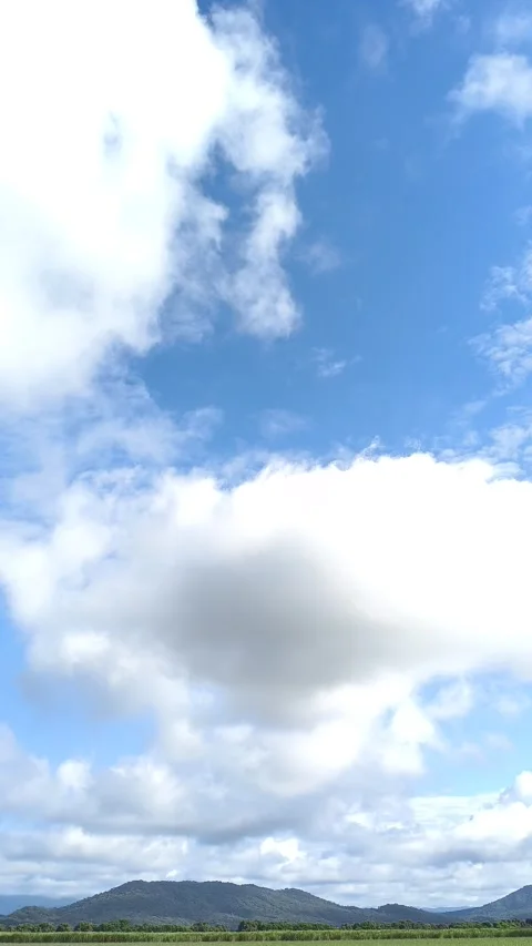 Beautiful landscape under a blue sky with dramatic clouds Stock Footage 333690482