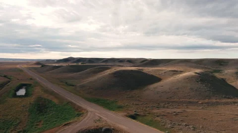 Beautiful landscape view of badlands in saskatchewan Stock Footage