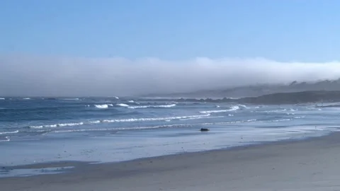 Beautiful Landscape View Of The Beach With Many Waves Rolling In Stock Footage 154383903